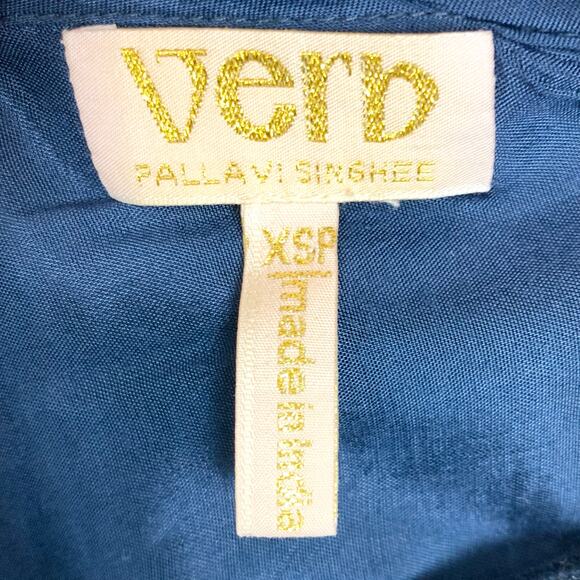 Anthropologie Verb Pallavi Singhee Beaded Tie Dye Mini Dress Blue Lyocell XSP - Picture 3 of 12